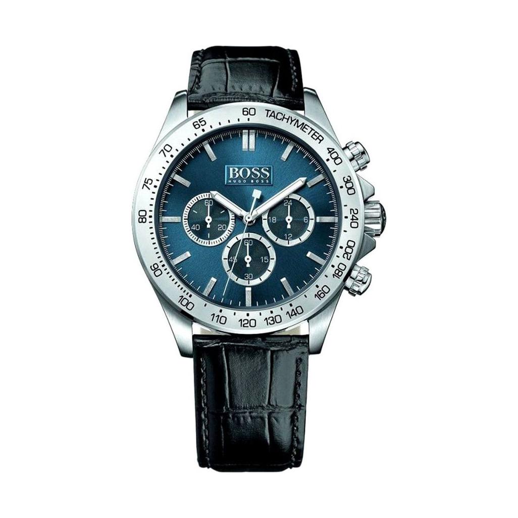 Hugo Boss 1513176 Cadran Bleu Cuir Noir